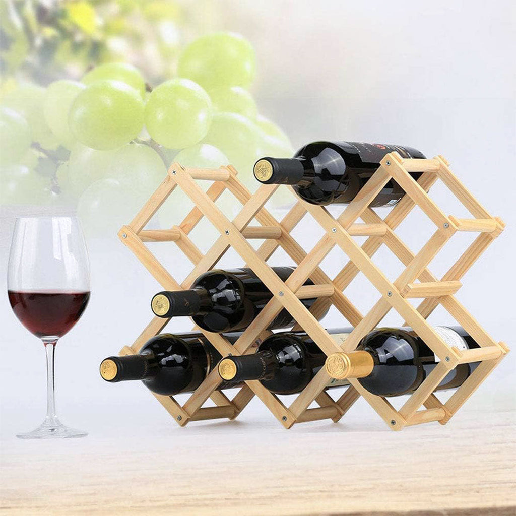 Foldable Pine Wine Rack 5 or 10 Bottles Set | StorageOZ