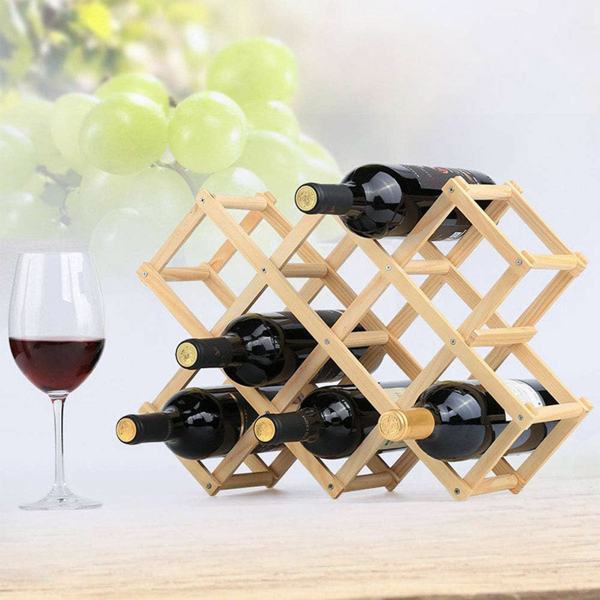 Foldable Pine Wine Rack 5 or 10 Bottles Set | StorageOZ