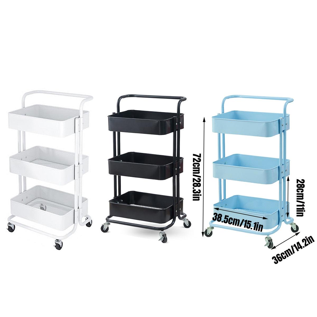 3 Tier Rolling Storage Trolley Three Colours | StorageOZ