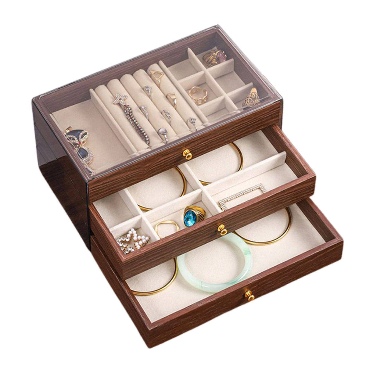 Wooden Jewellery Box Three Layouts Organiser | StorageOZ
