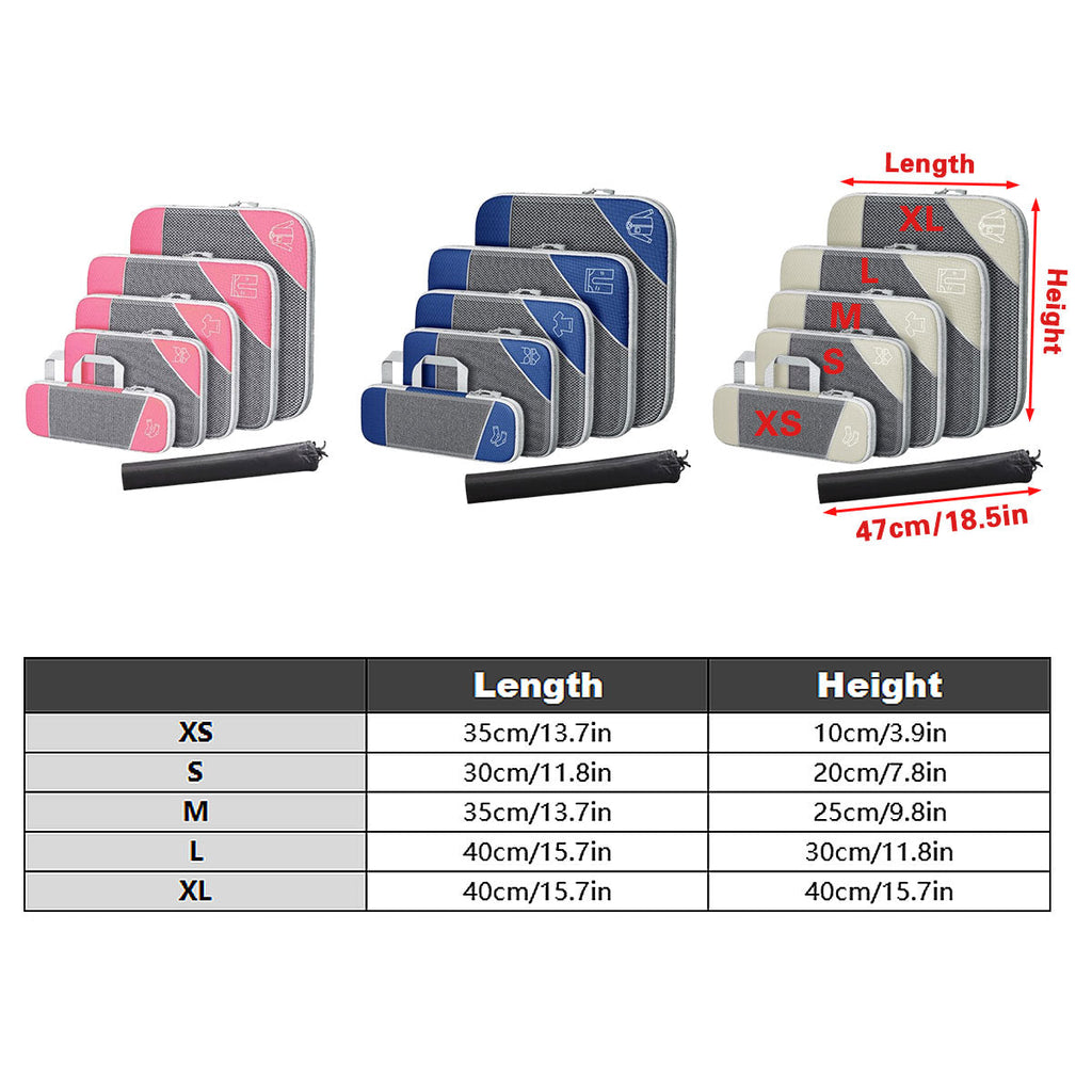 6 Pcs Compression Packing Cubes Three Colours | StorageOZ