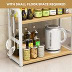 2 Tier Kitchen Storage Rack Floor Standing 50 x 42 x 14cm Spice Seasoning Shelf