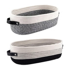 Oval Fabric Basket Leather Handles Two Colours | StorageOZ
