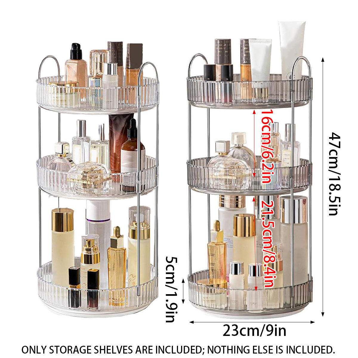 3 Tier Rotating Clear Rack Two Colours Set | StorageOZ