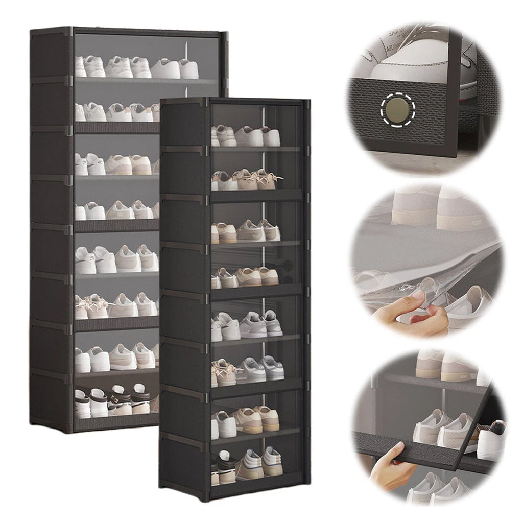 8 Tier Shoe Cabinet Two Depths Organiser | StorageOZ