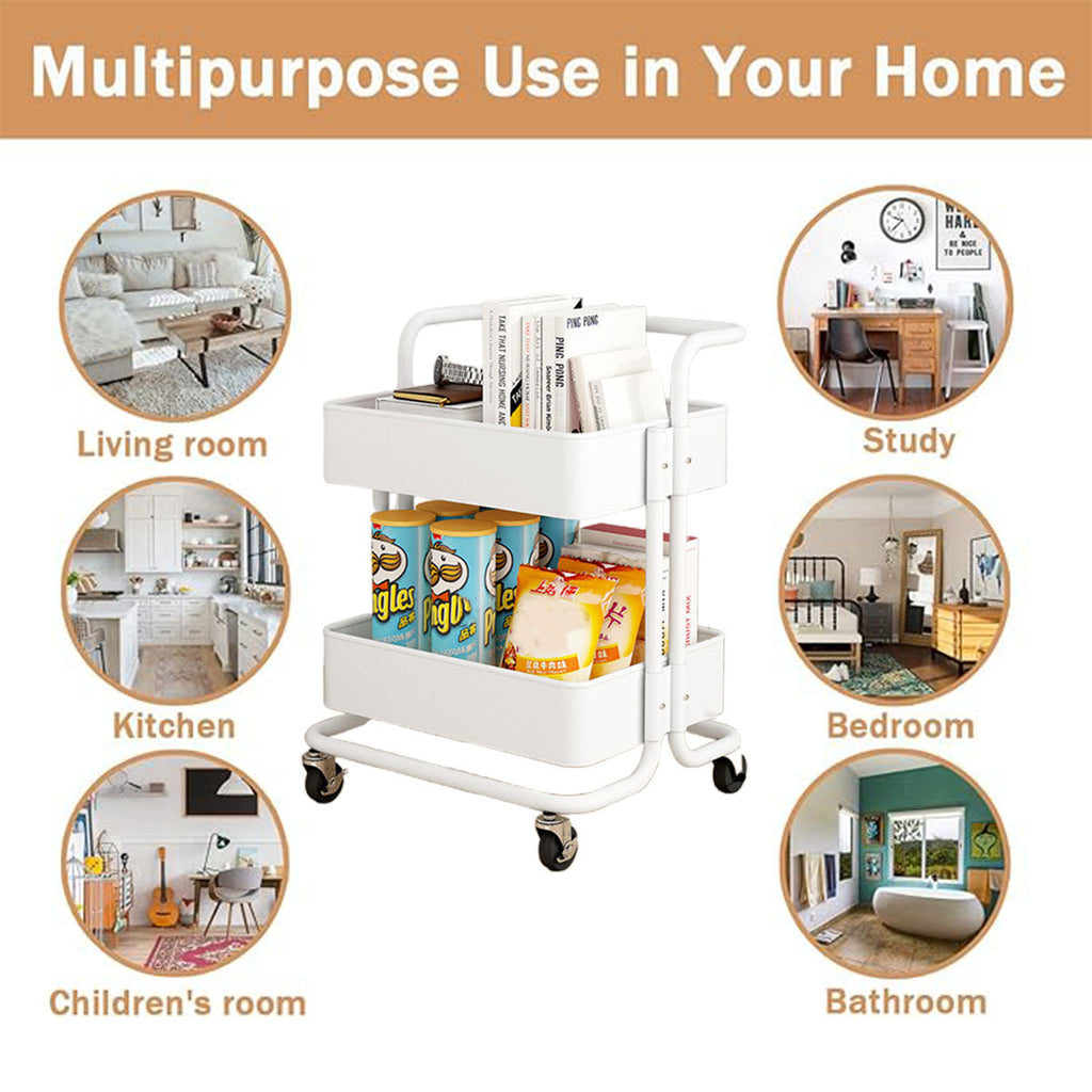 2 Tier Trolley Storage Rack Two Colours Set | StorageOZ