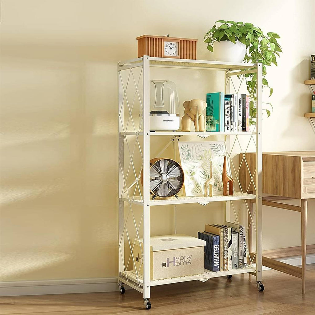Foldable 4 Tier Kitchen Storage Rack on Wheels
