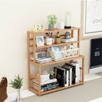 Bamboo Desktop Bookshelf Organiser 60x23x66cm