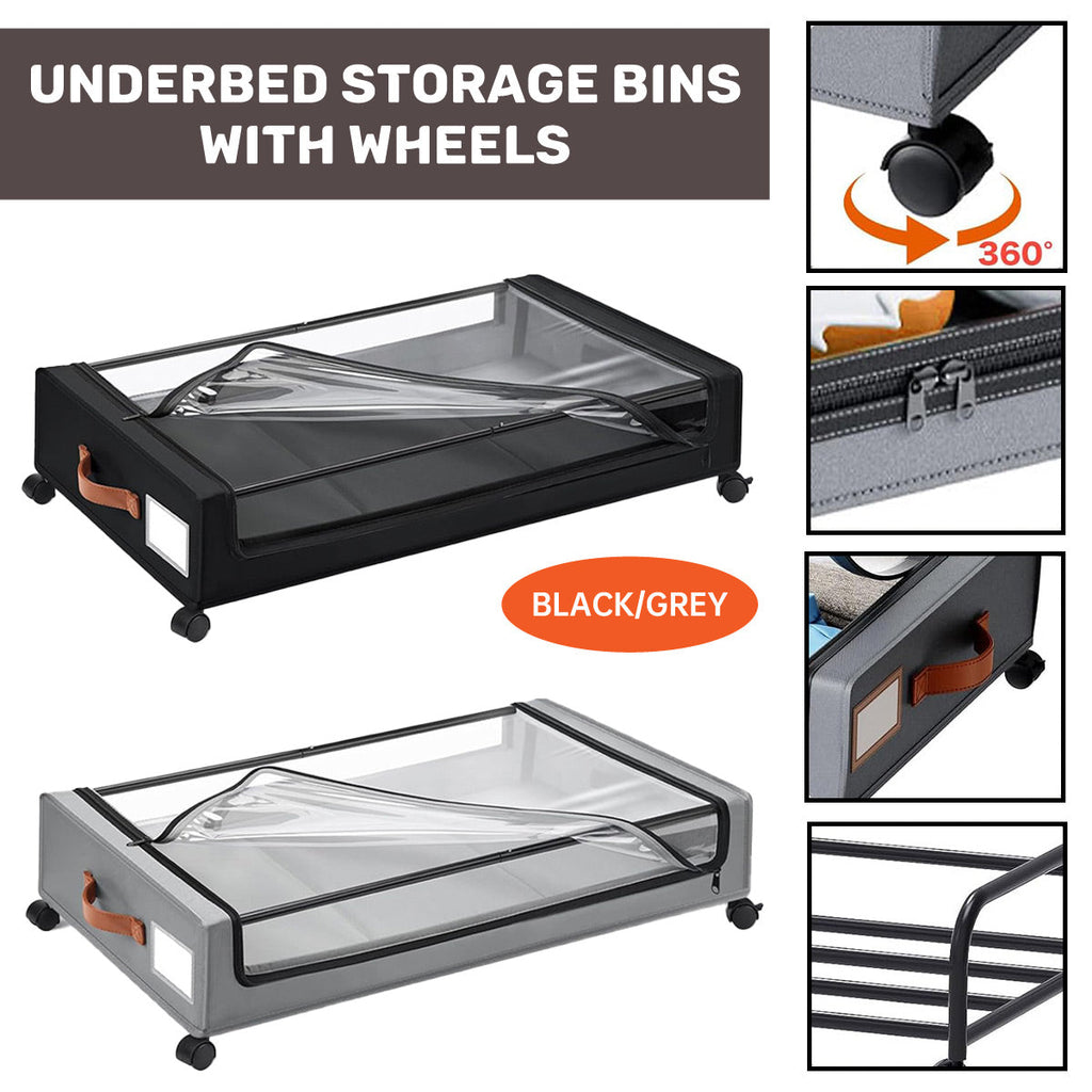 Wheeled Under Bed Bin with Lid Two Colours | StorageOZ