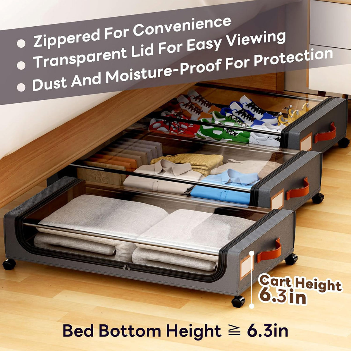 Wheeled Under Bed Bin with Lid Two Colours | StorageOZ