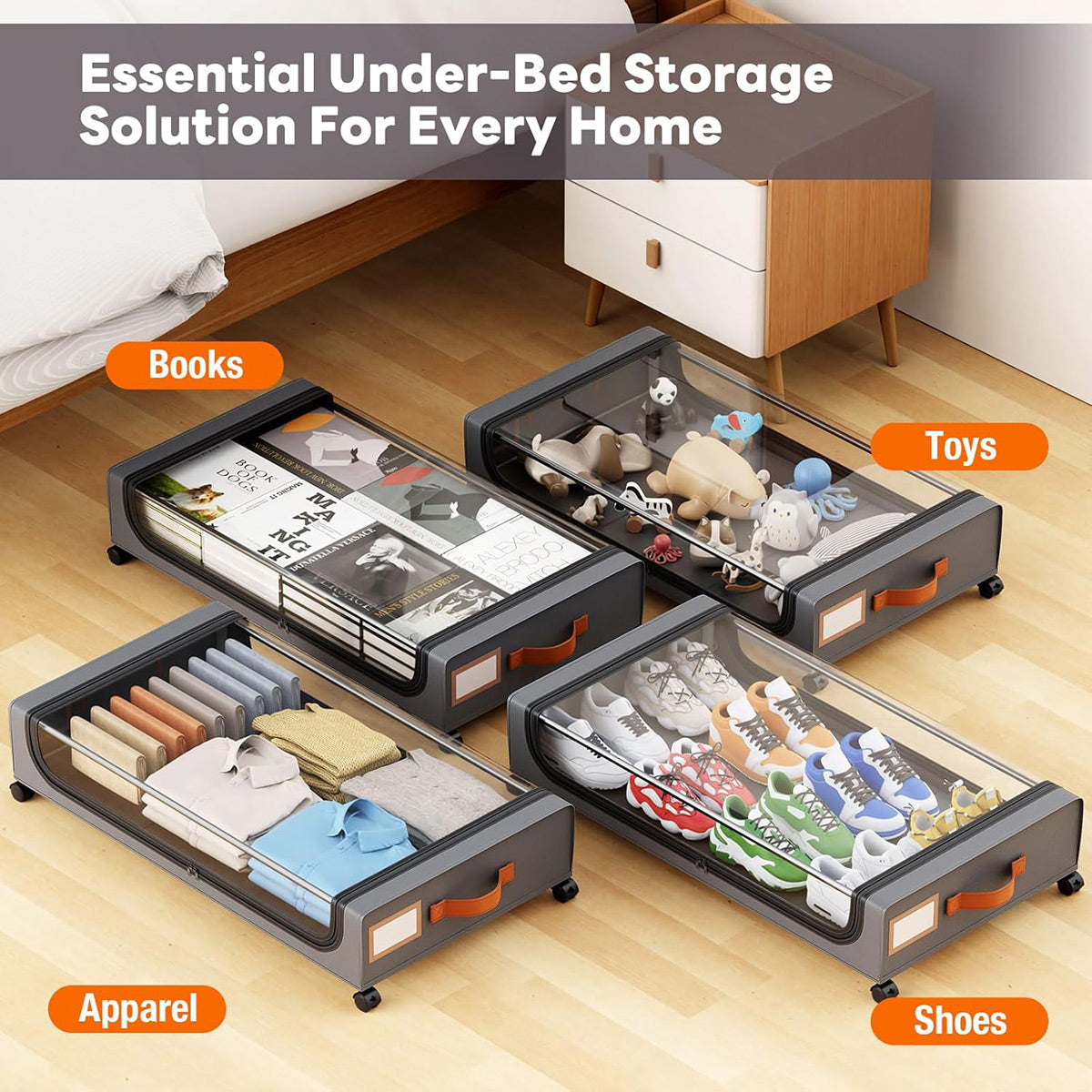 Wheeled Under Bed Bin with Lid Two Colours | StorageOZ