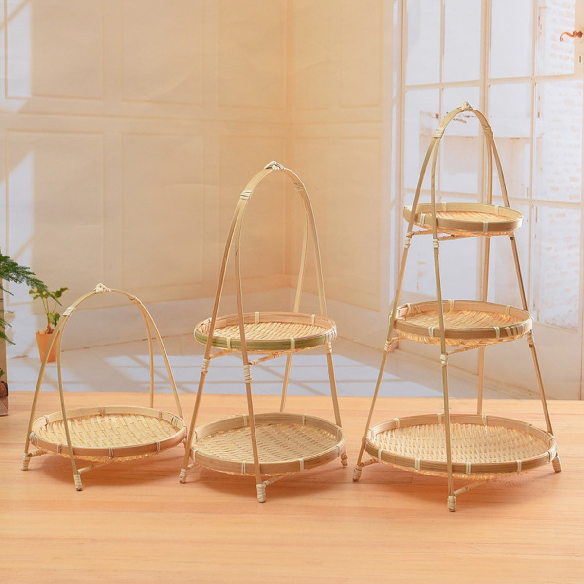 Bamboo Serving Basket in One to Three Tiers | StorageOZ