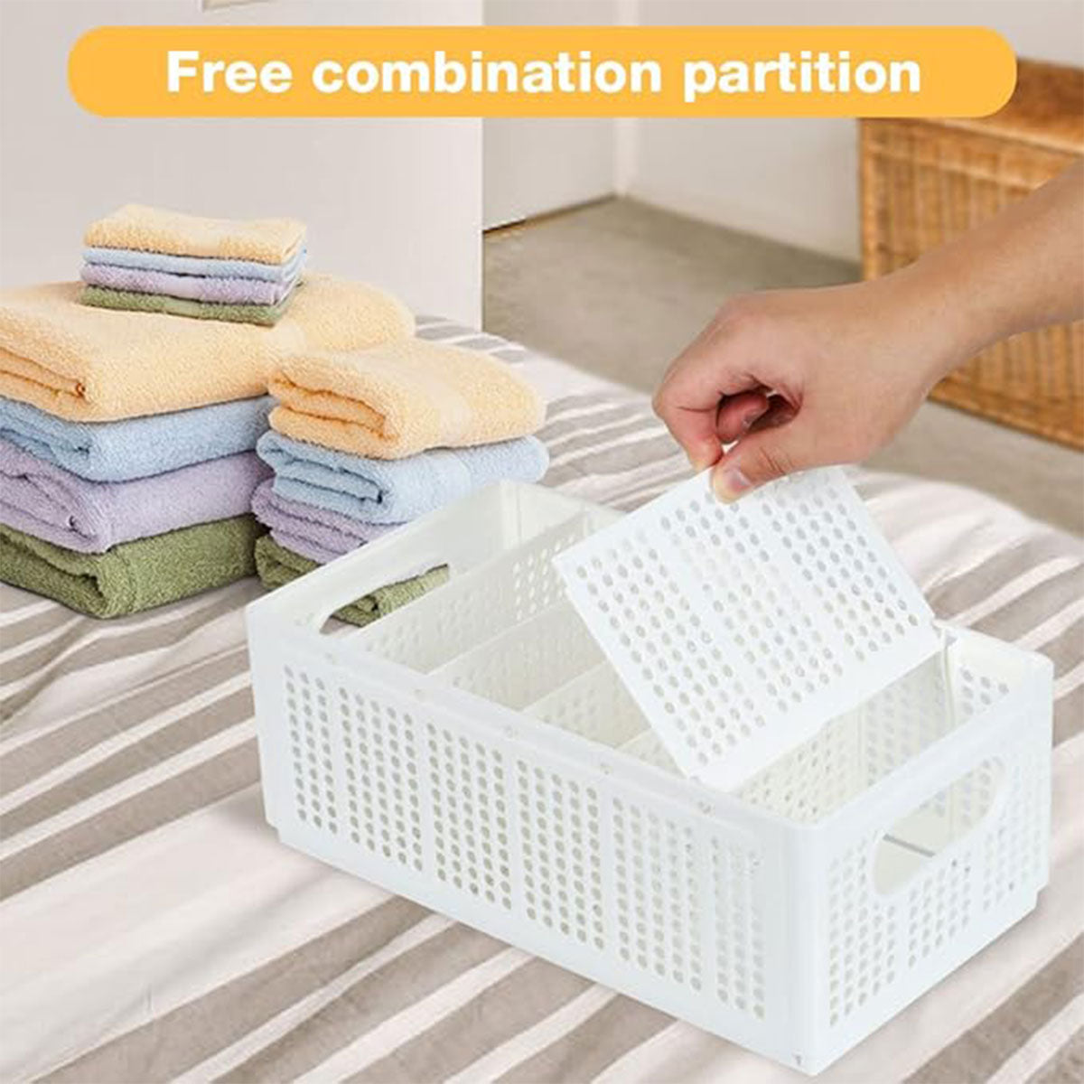White Plastic Wardrobe Baskets Two Sizes | StorageOZ