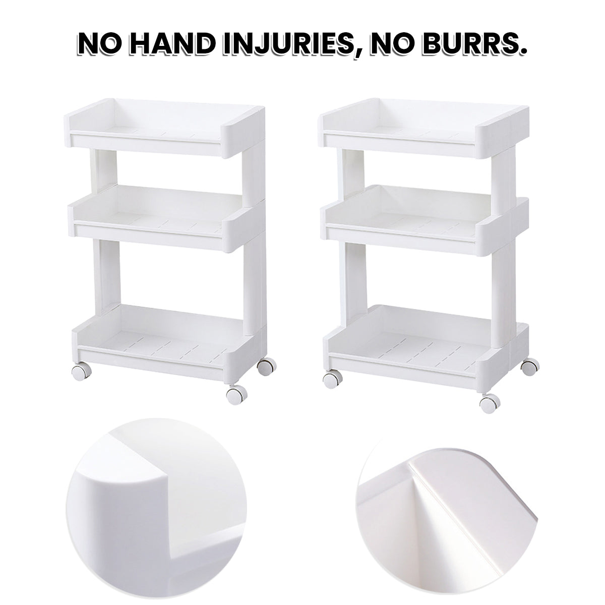 3 Tier Rolling Bathroom Cart Two Widths Set | StorageOZ