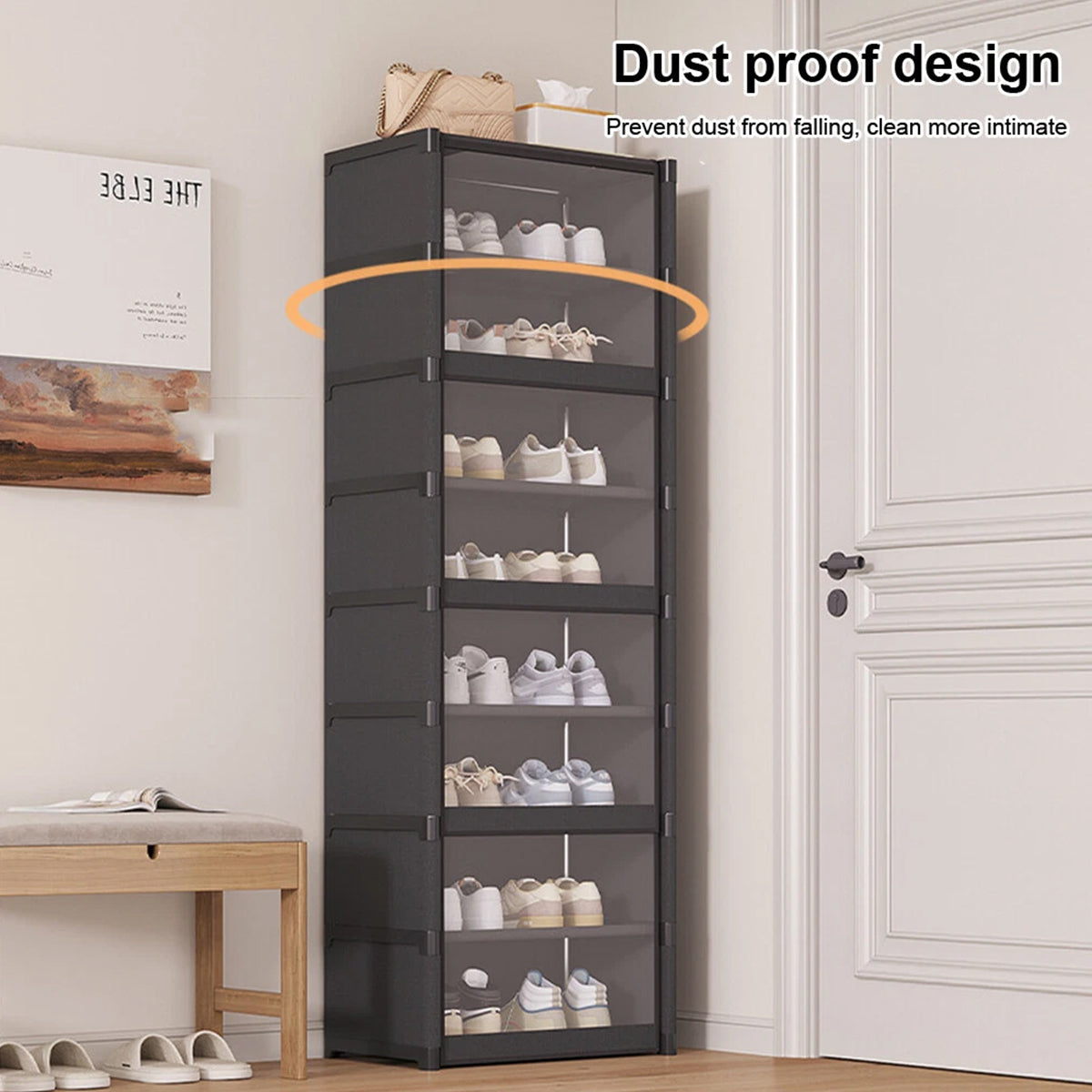 8 Tier Shoe Cabinet Two Depths Organiser | StorageOZ