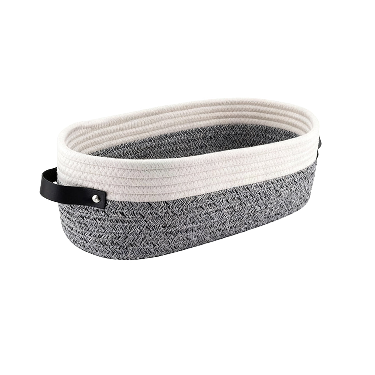 Oval Fabric Basket Leather Handles Two Colours | StorageOZ