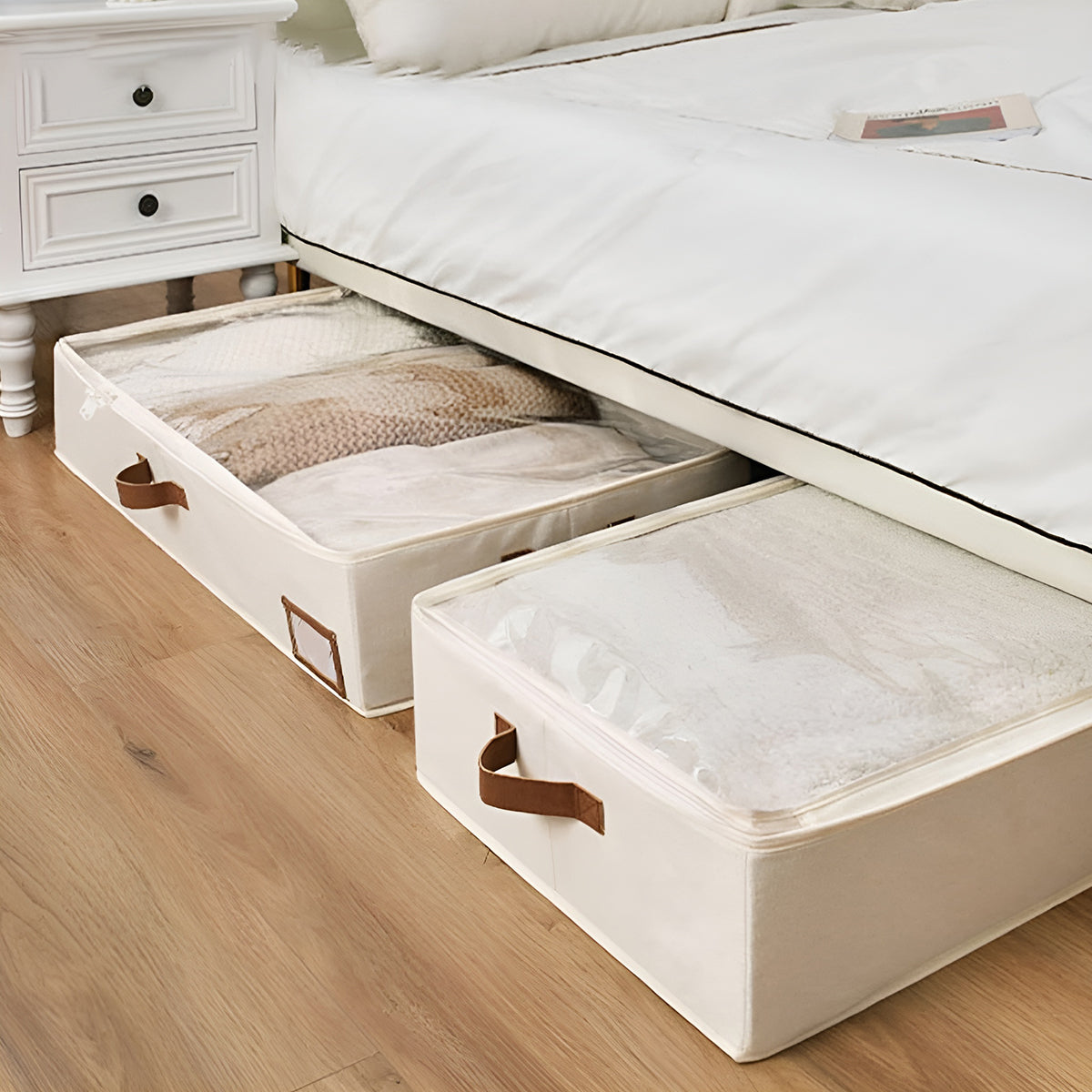 Under Bed Storage Bag 2PCS Foldable Wardrobe Clothes Quilt Organiser 80x45x15cm