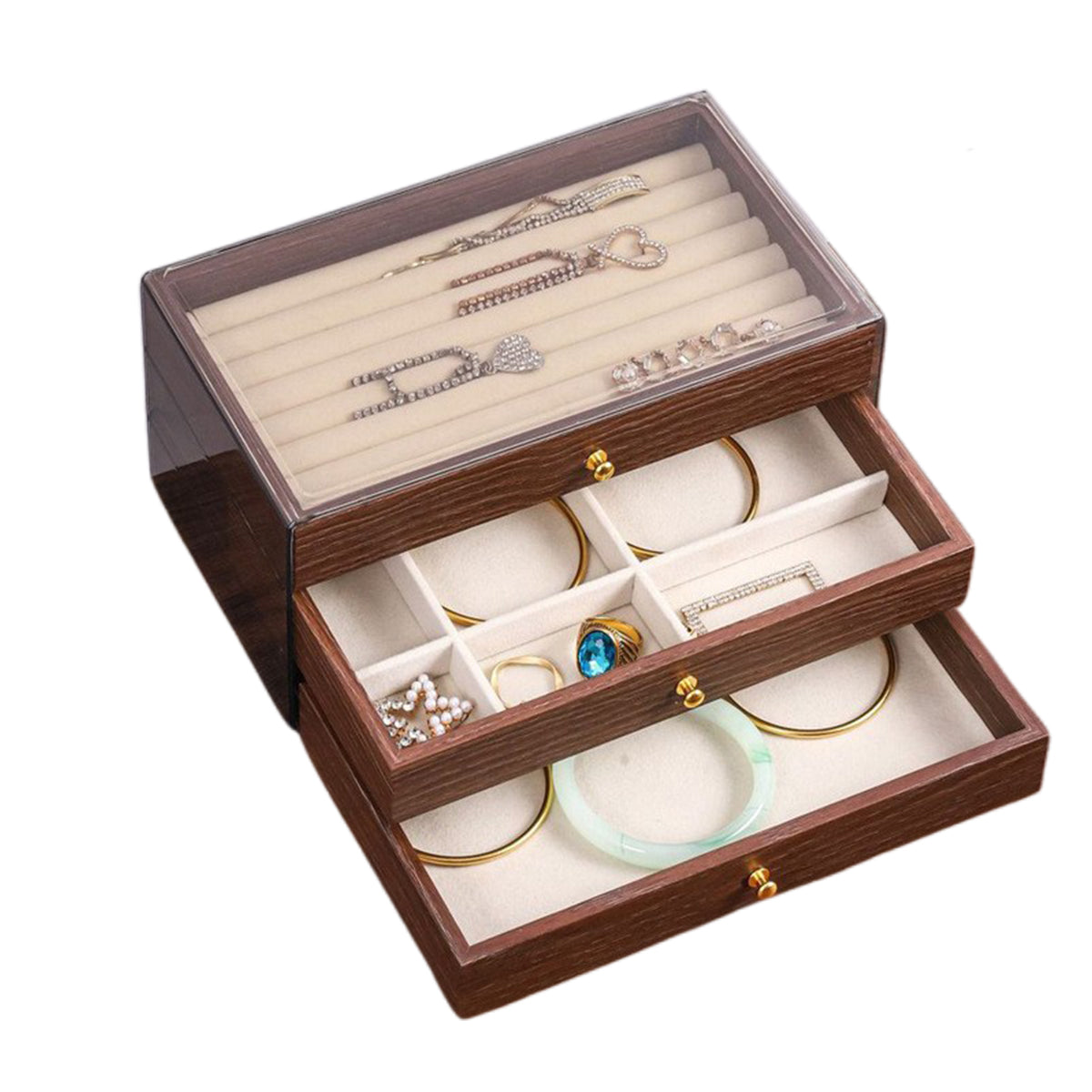 Wooden Jewellery Box Three Layouts Organiser | StorageOZ