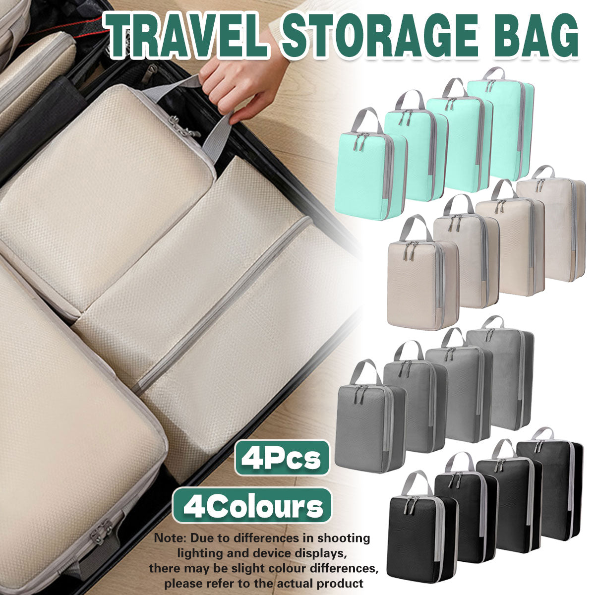 4 Pcs Travel Compression Bags Four Colours | StorageOZ