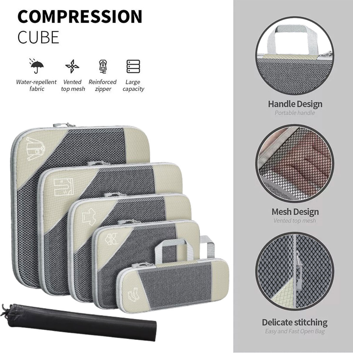 6 Pcs Compression Packing Cubes Three Colours | StorageOZ