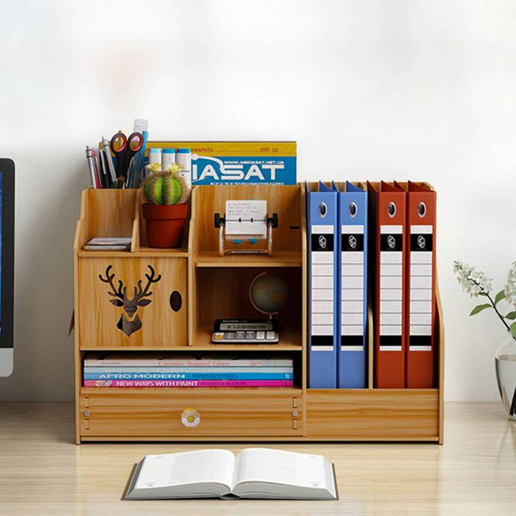 Wooden Desktop File Rack Two Finishes Set | StorageOZ