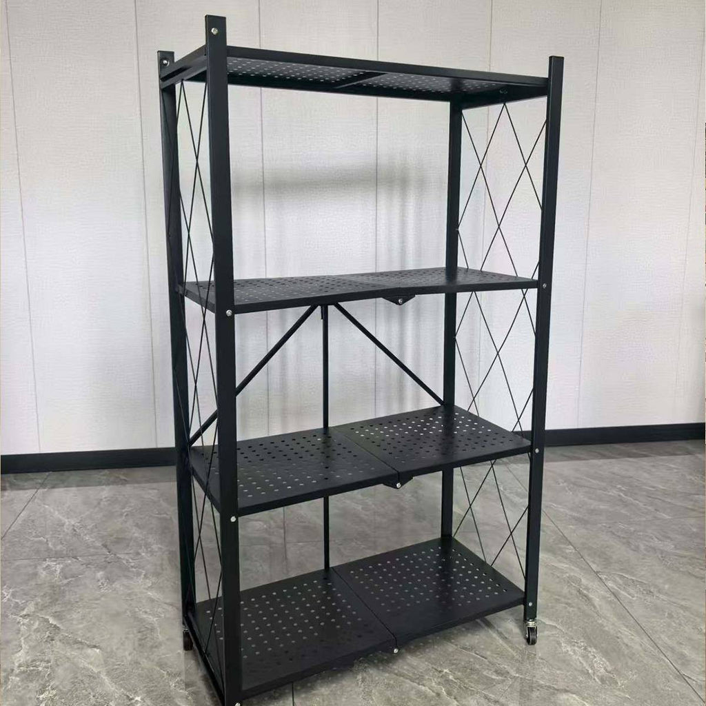 Foldable 4 Tier Kitchen Storage Rack on Wheels