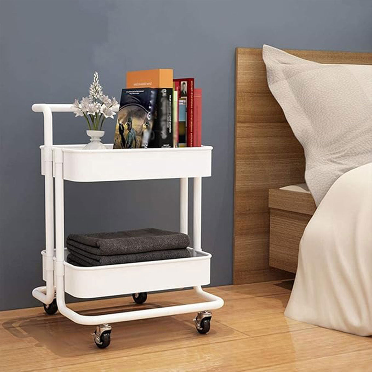 2 Tier Trolley Storage Rack Two Colours Set | StorageOZ