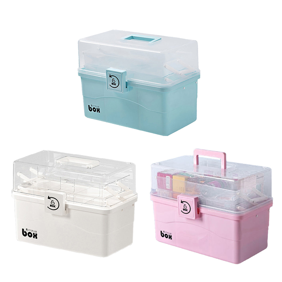 Multi Layer Medicine Box Three Colours Set | StorageOZ