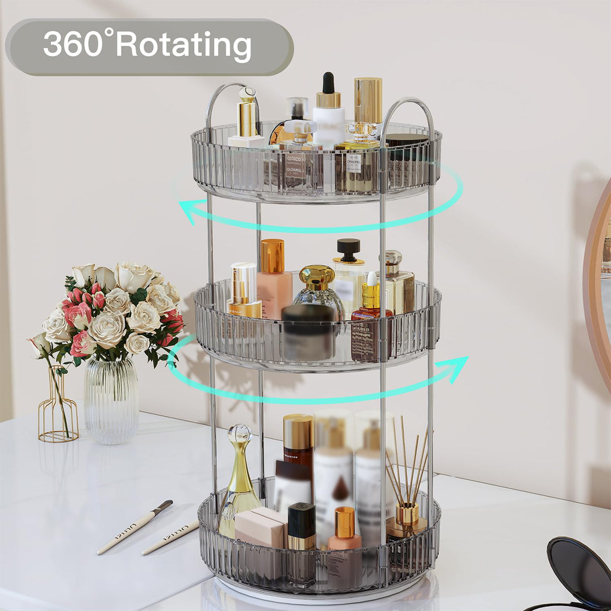 3 Tier Rotating Clear Rack Two Colours Set | StorageOZ