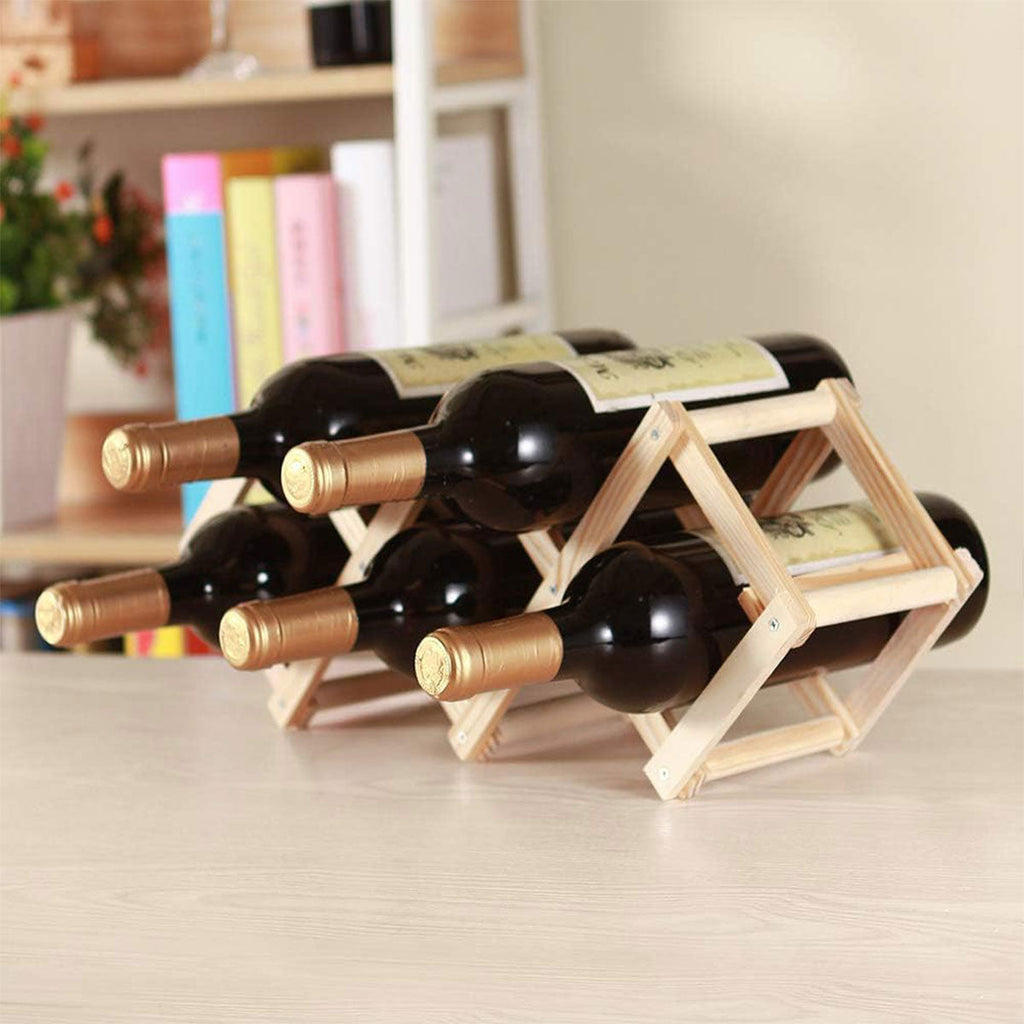 Foldable Pine Wine Rack 5 or 10 Bottles Set | StorageOZ