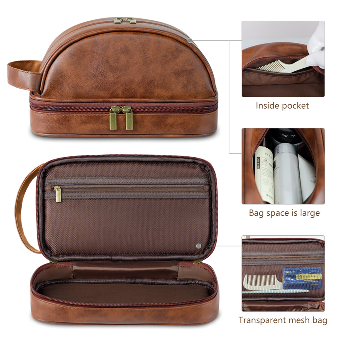 Vintage PU Toiletry Wash Bag Two Colours | StorageOZ