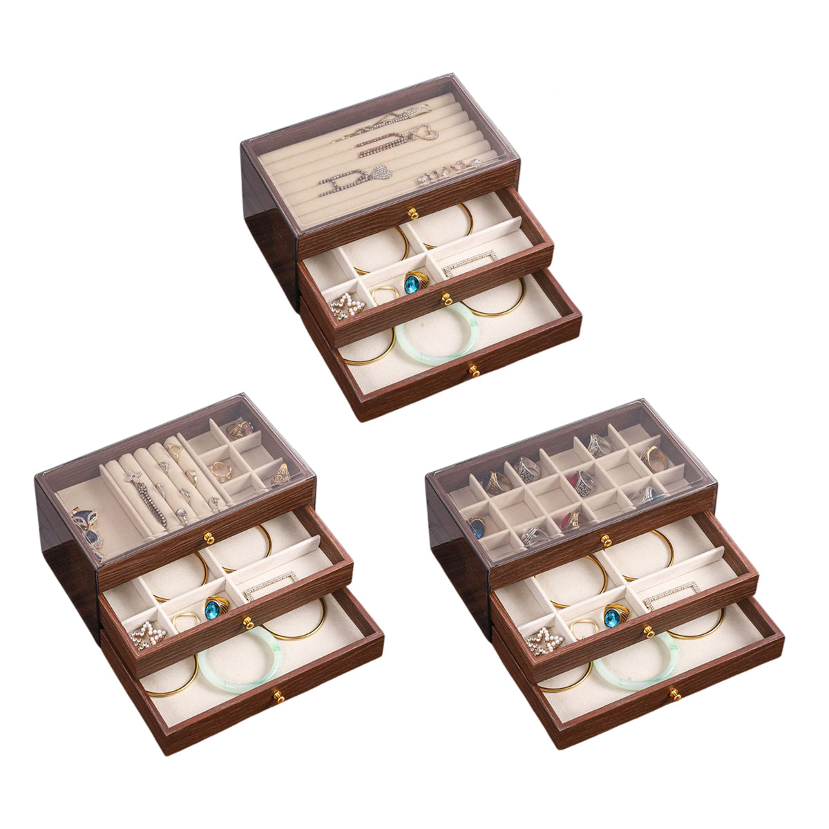 Wooden Jewellery Box Three Layouts Organiser | StorageOZ