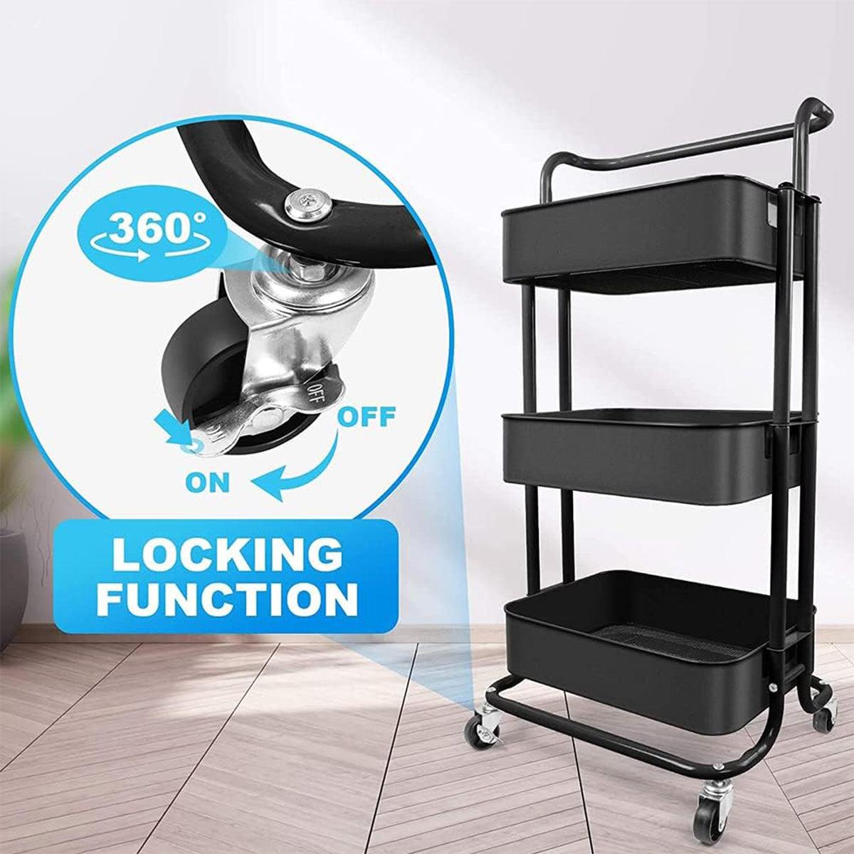 3 Tier Rolling Storage Trolley Three Colours | StorageOZ