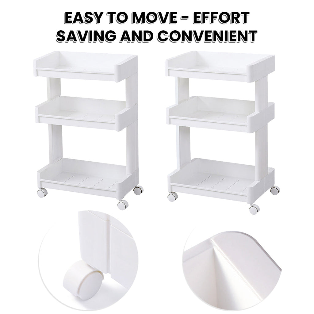 3 Tier Rolling Bathroom Cart Two Widths Set | StorageOZ