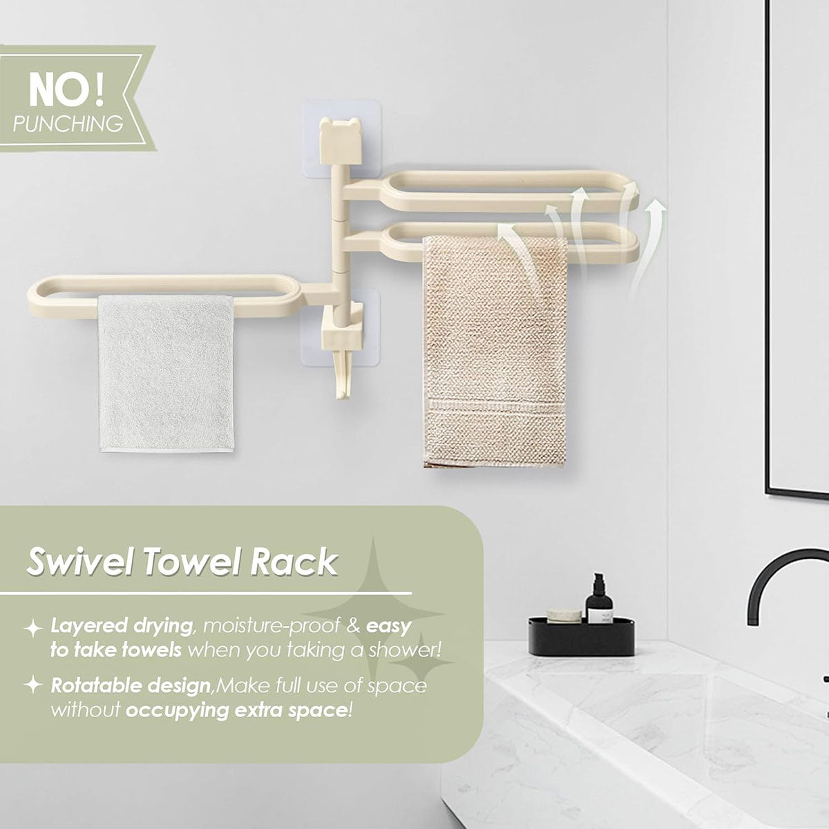 3 Arm Rotating Towel Rack Two Colours Set | StorageOZ