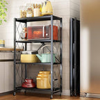 Foldable 4 Tier Kitchen Storage Rack on Wheels