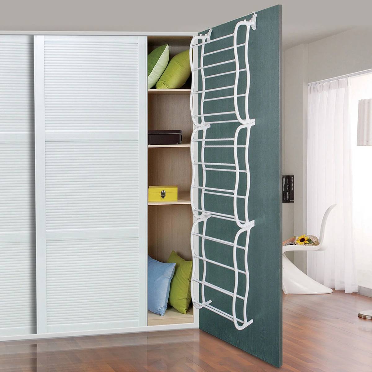 Over Door 12 Tier Shoe Rack White 181cm Tall