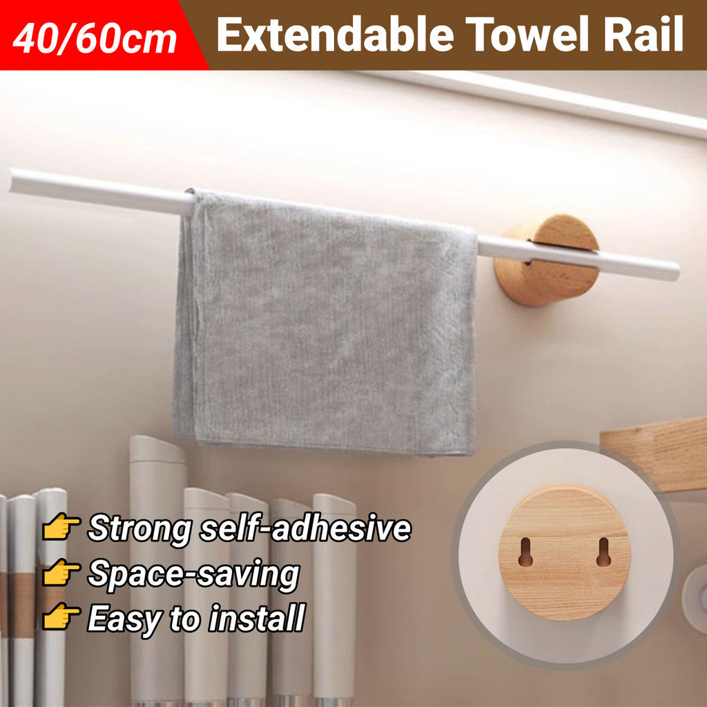 White Extendable Towel Rail Two Lengths Set | StorageOZ