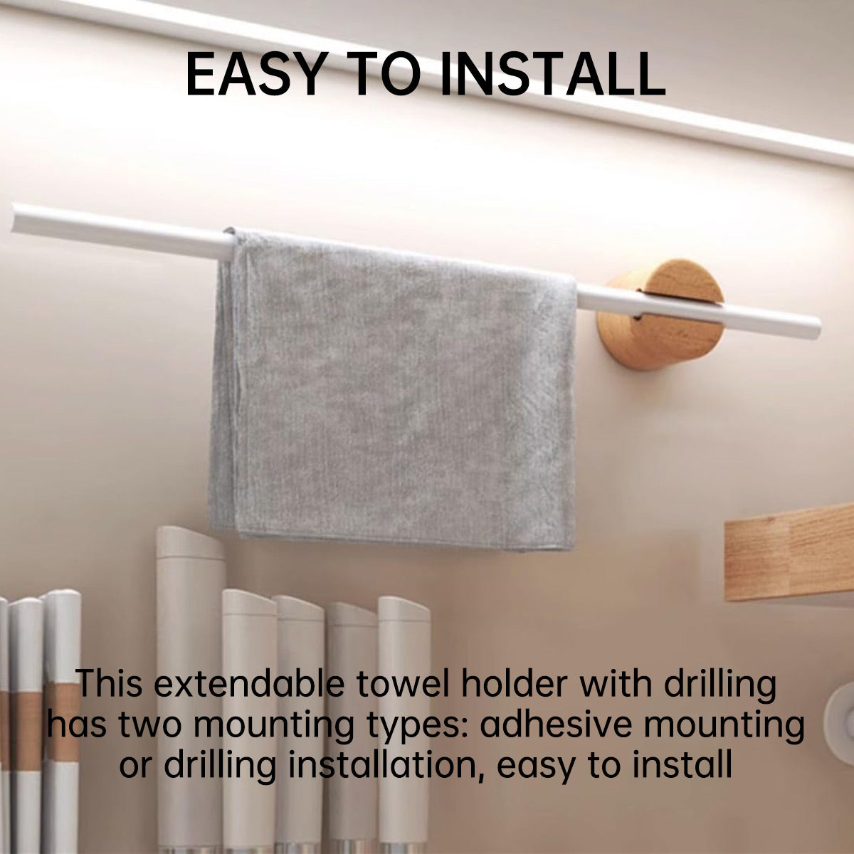 White Extendable Towel Rail Two Lengths Set | StorageOZ