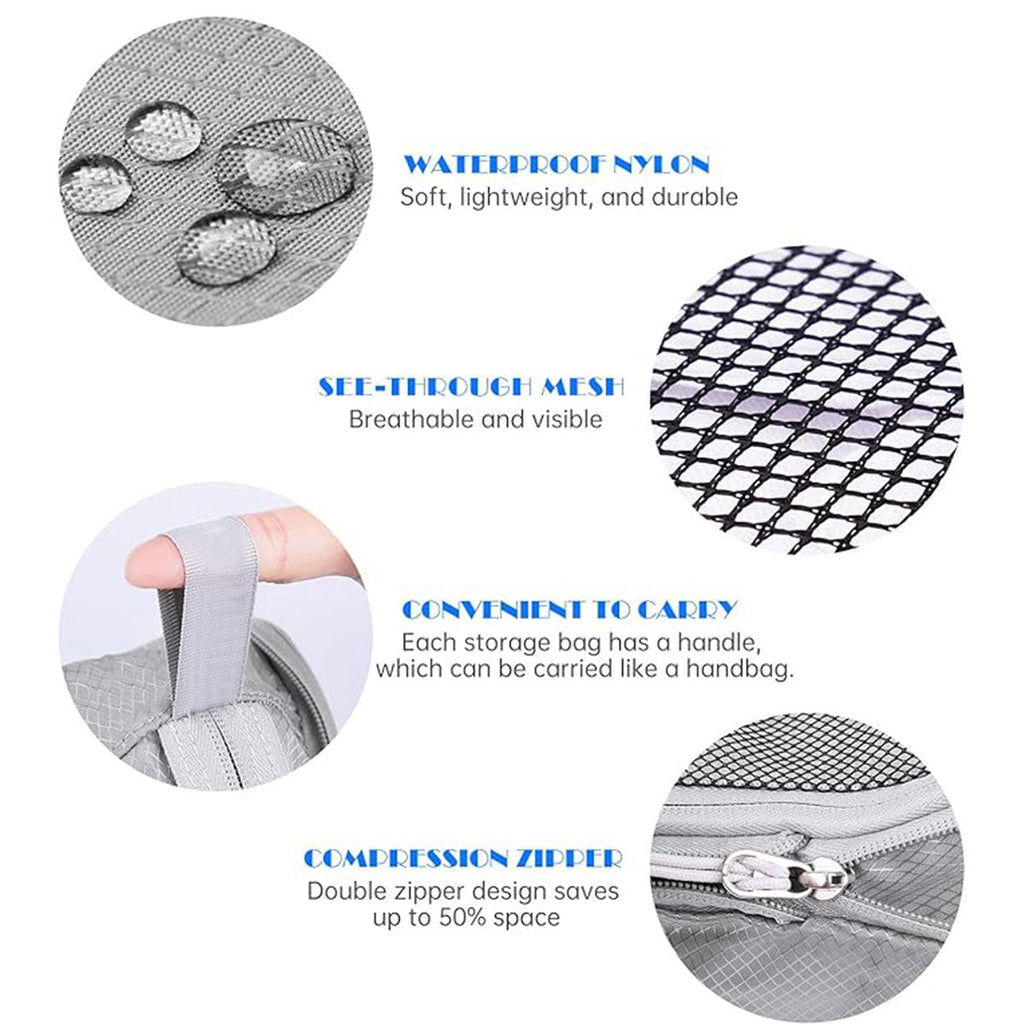 6 Pcs Compression Packing Cubes Three Colours | StorageOZ