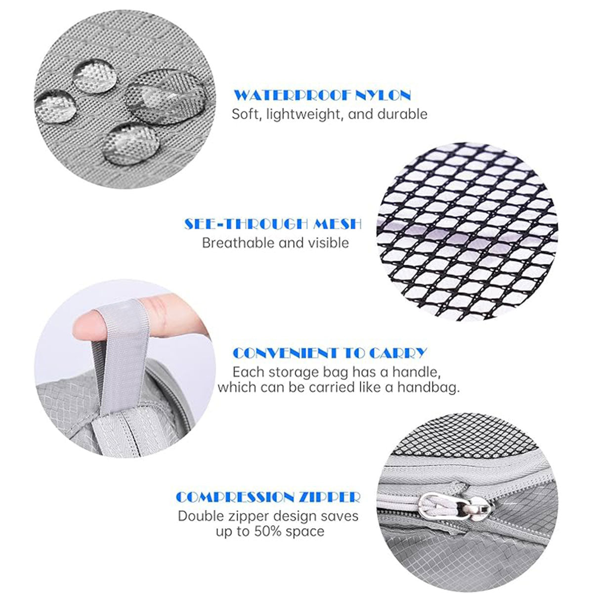 6 Pcs Compression Packing Cubes Three Colours | StorageOZ