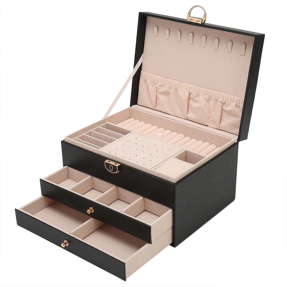 3 Layer Leather Jewellery Box Two Colours | StorageOZ