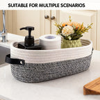 Oval Fabric Basket Leather Handles Two Colours | StorageOZ