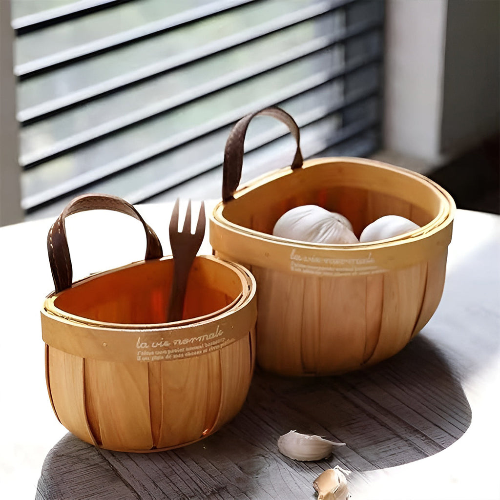 Yellow Woven Wall Basket in Two Sizes Set | StorageOZ