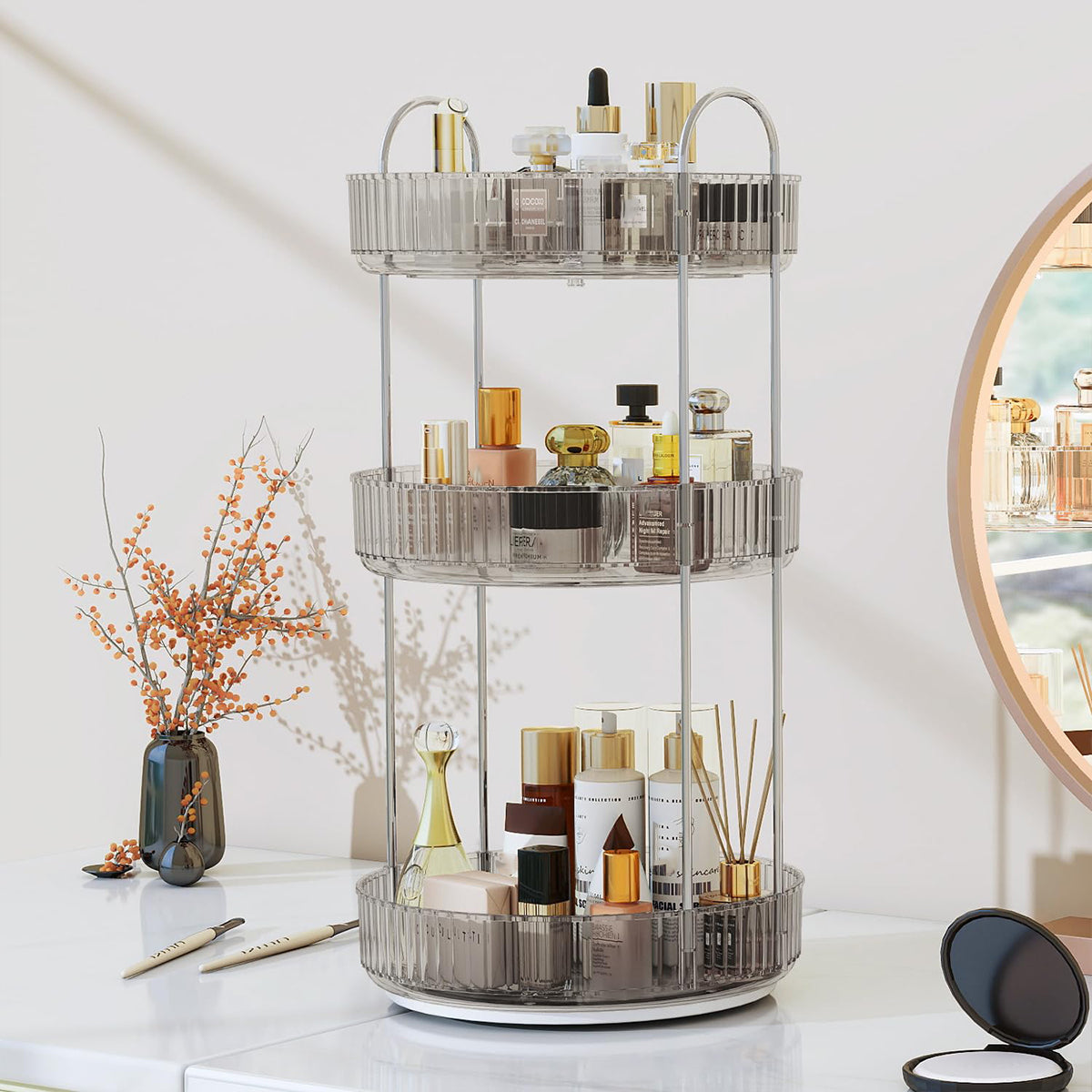 3 Tier Rotating Clear Rack Two Colours Set | StorageOZ