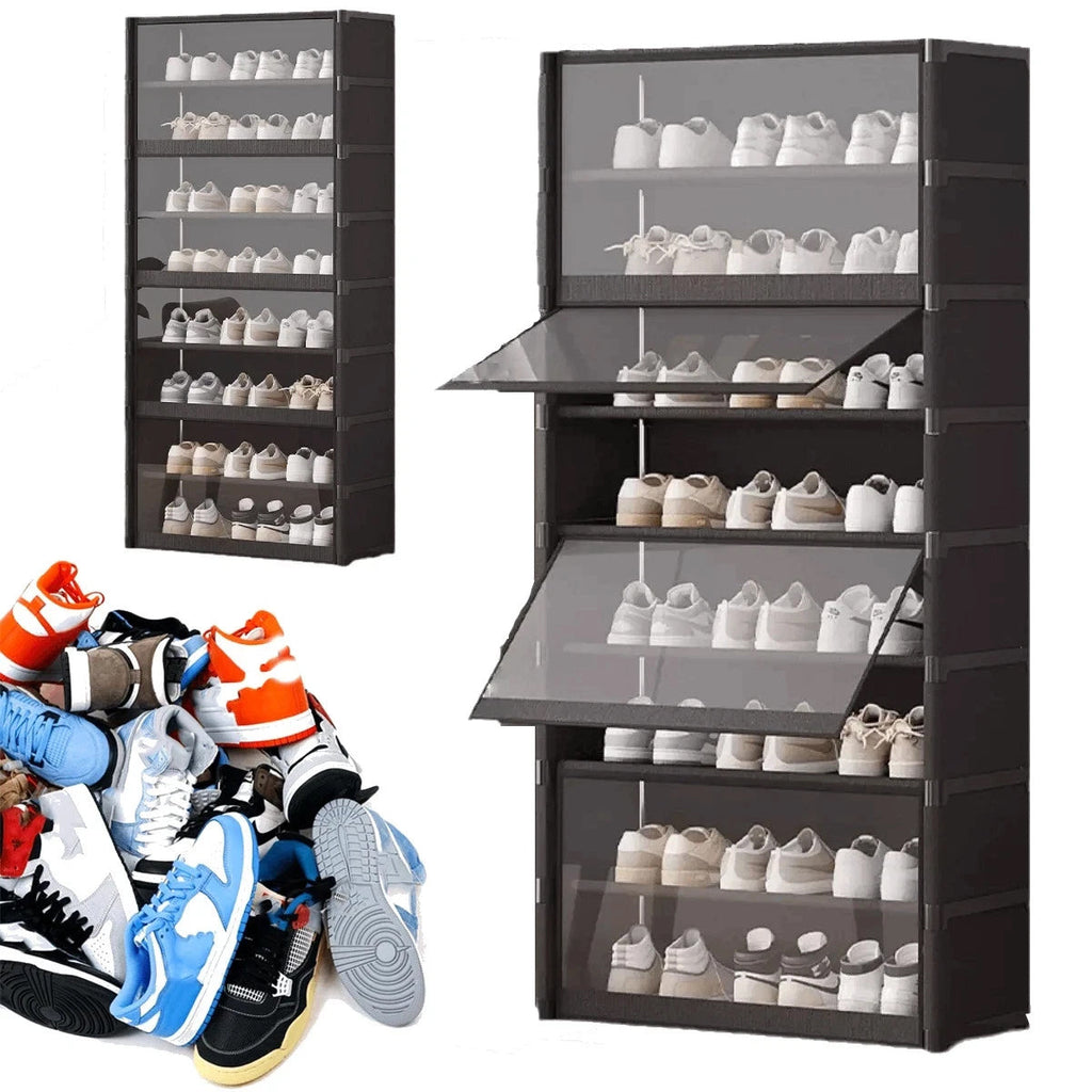 8 Tier Shoe Cabinet Two Depths Organiser | StorageOZ
