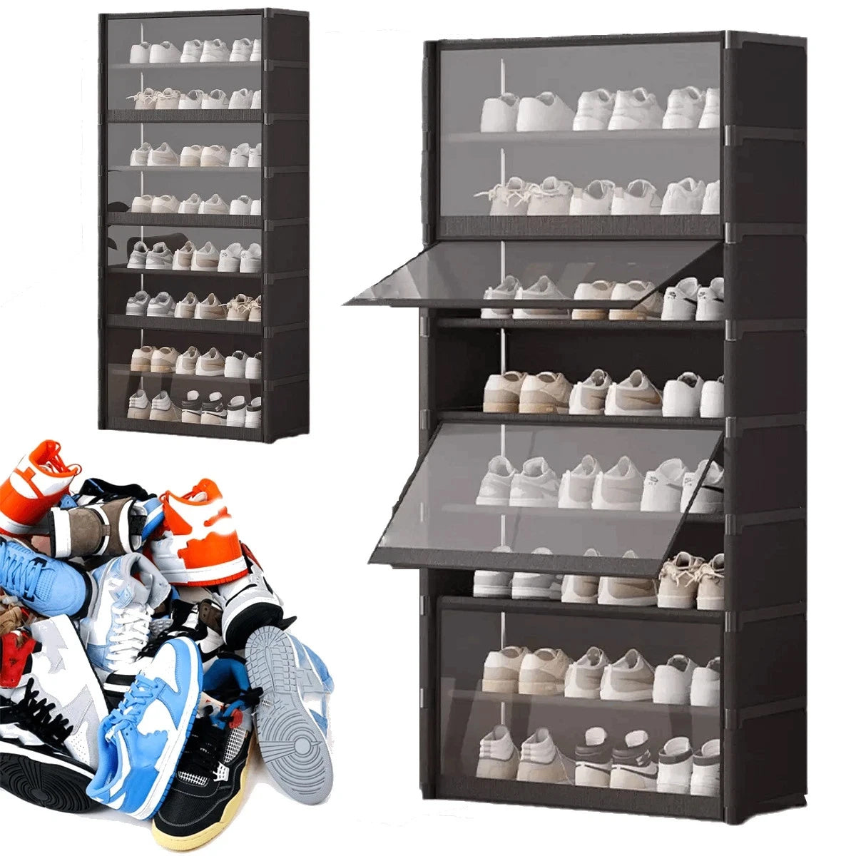 8 Tier Shoe Cabinet Two Depths Organiser | StorageOZ