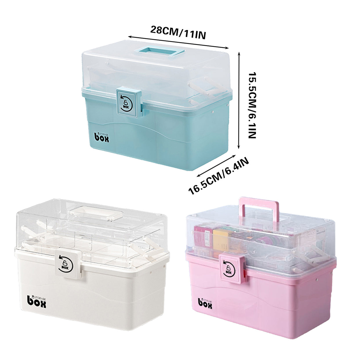 Multi Layer Medicine Box Three Colours Set | StorageOZ