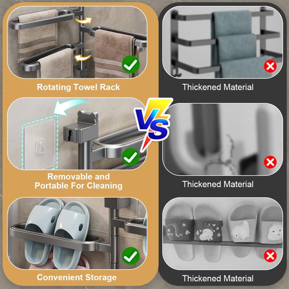 3 Arm Rotating Towel Rack Two Colours Set | StorageOZ