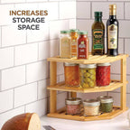 Bamboo 3 Tier Corner Kitchen Shelf Organiser | StorageOZ